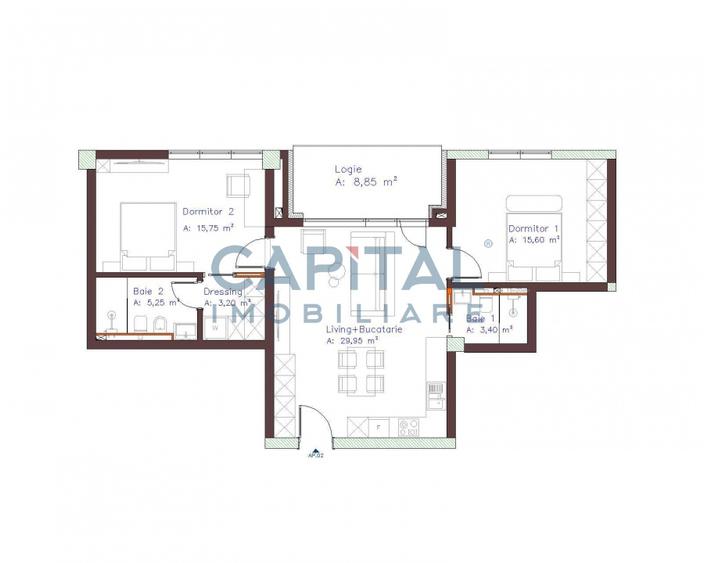 Fara comision, 3 camere 73 mp, 2 bai, 2 dormitoare, parcare, Semicentral - 7
