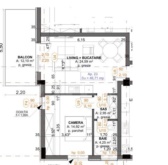 Apartamente 2 camere, 47 mp, Iris  TVA inclus! - 3