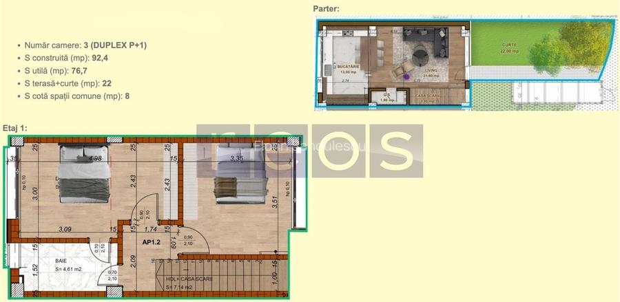APARTAMENT 3 CAMERE DUPLEX| DOMENII | BLOC 2023