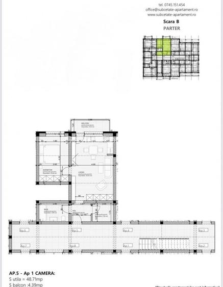 Apartament 2 camere tip studio 46mp Subcetate Sanpetru