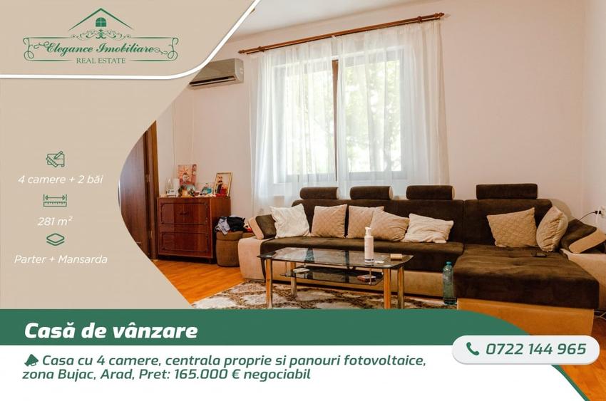 Casa cu 4 camere, centrala proprie si panouri fotovoltaice, zona Bujac, Arad - 1