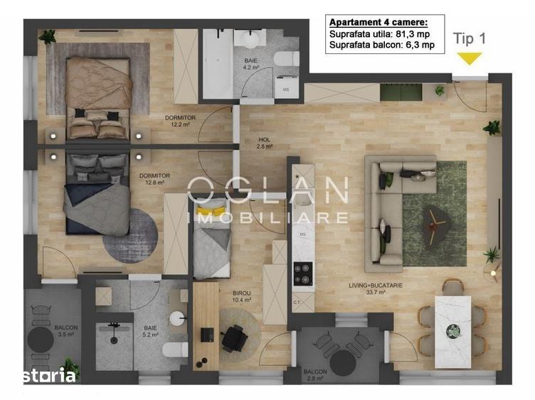 Apartament cu 4 camere în Șelimbăr