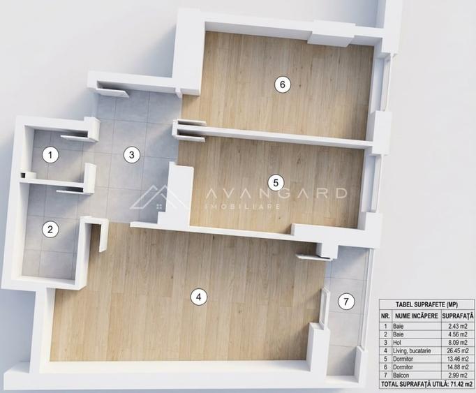 Apartament cu 3 camere semidecomandat în Mărăști