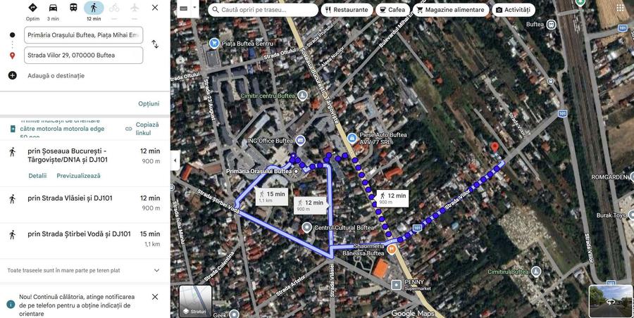 Teren de vanzare in orasul BUFTEA - stradal - 900 m de Primarie - 1