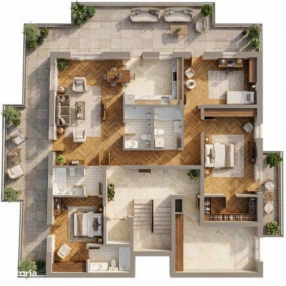 Apartament 4 CAM, SU 126.34 MP, 2 TERASE zona IRIS - 1