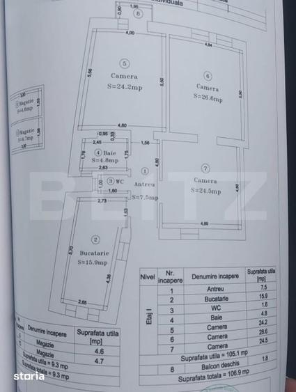 Apartament 3 camere, 105mp, balcon, cladire istorica, zona Piata Maria - 3