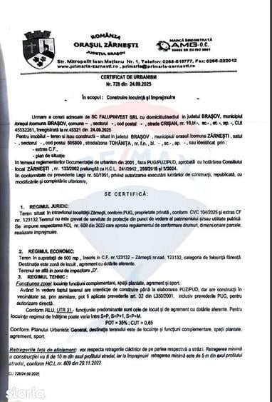 Teren 500 mp intre Perdelu? ?i Tohanul Nou - 1