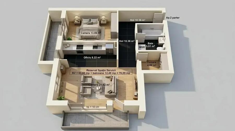 3 Camere Lux | Top Residence Gheorghieni - Ultracentral | 2 Balcoane - 3