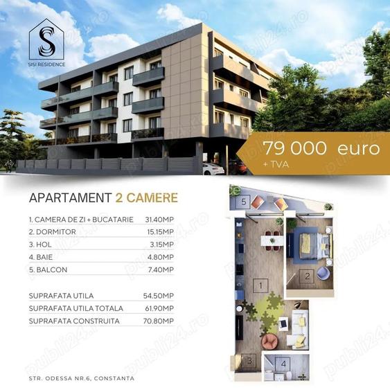 Apartament 2 camere, Terasa spatioasa, Bloc nou, Tomis nord , Sisi Residence Apartament 2 camere, Terasa spatioasa, Bloc nou, Tomis nord , Sisi Residence