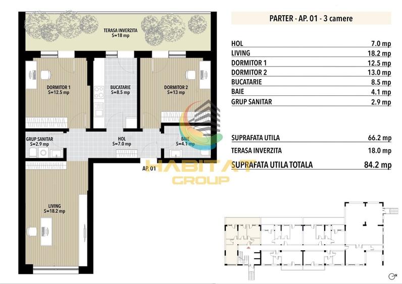 Apartament cu 3 camere decomandat în Brâncoveanu