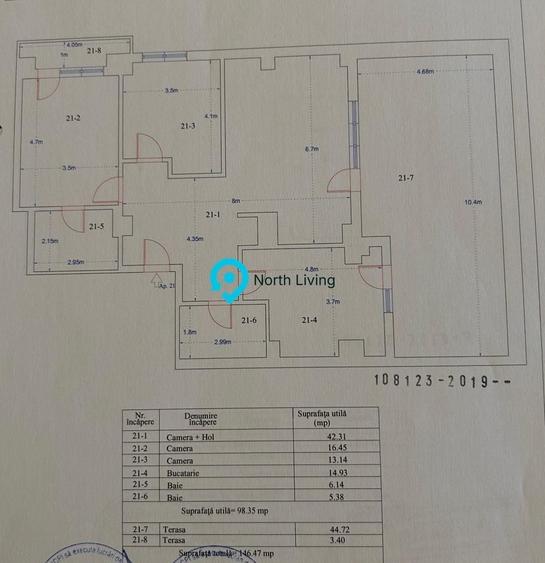 Penthouse cu 3 camere decomandat, mobilat în Titan