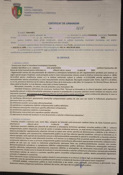 Teren Construcții intravilan de 504 mp, în Tomis Nord