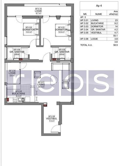 Apartament cu 3 camere în Lizeanu