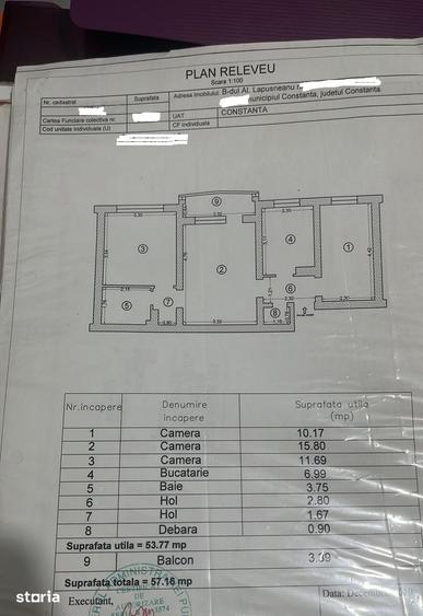 Apartament cu 3 camere în Tomis III