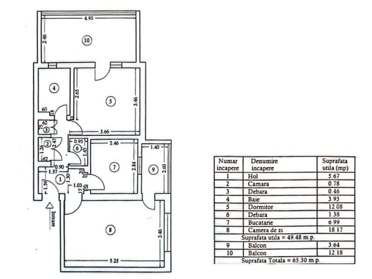 Apartament cu 2 camere decomandat în Traian