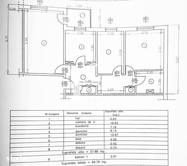 Apartament cu 3 camere decomandat în Mihai Bravu