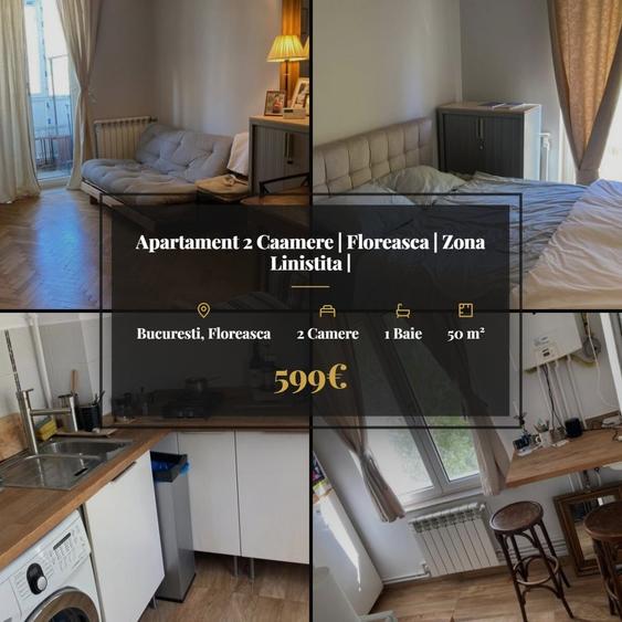 Apartament cu 2 camere semidecomandat, mobilat în Floreasca