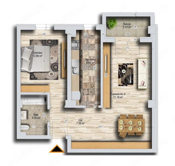 Apartament cu 2 camere decomandat în Păcii