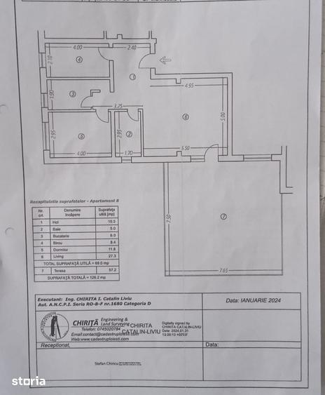Apartament cu 3 camere în Păulești
