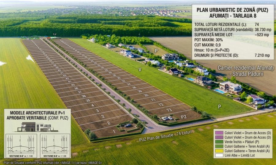 Teren Construcții intravilan de 46200 mp, în Afumați