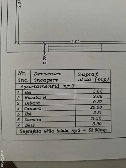 Apartament cu 2 camere semidecomandat în Central