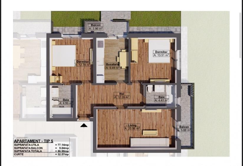 Apartament cu 3 camere decomandat în Dobroești