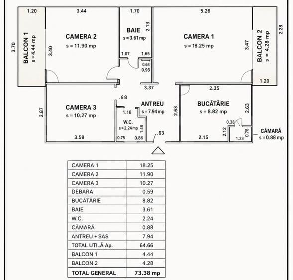 Apartament cu 3 camere decomandat, mobilat în Mărăști
