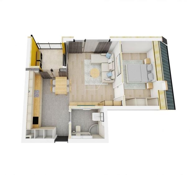 Apartament cu 2 camere semidecomandat în Freidorf