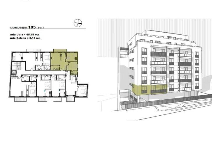 Apartament cu 3 camere semidecomandat în Mărăști