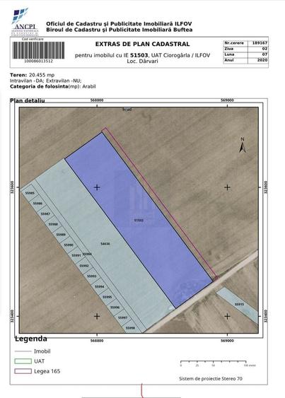 Teren Construcții intravilan de 20455 mp, în Dârvari