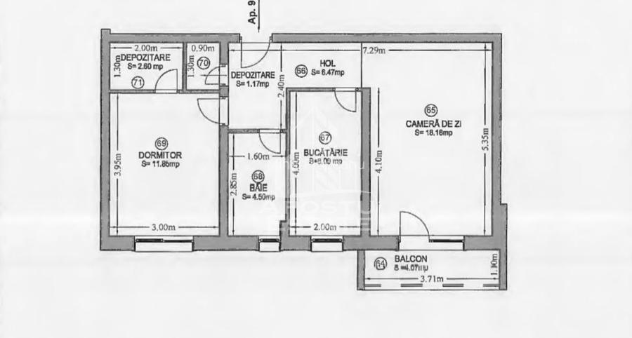 Apartament 2 camere de vanzare, loc de parcare in CF, mobilat, Giroc