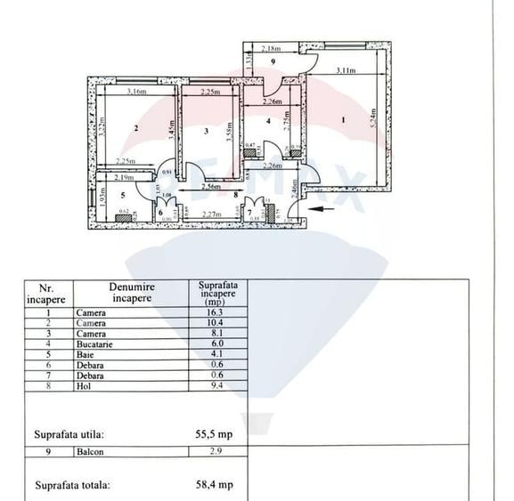 Apartament cu 3 camere decomandat în Micro 17