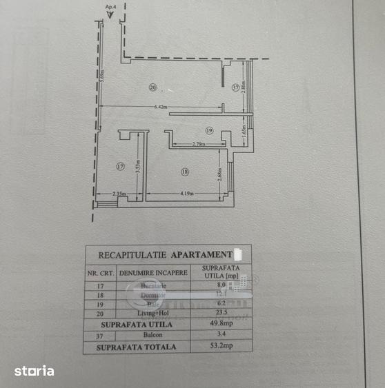 Apartament cu 2 camere semidecomandat în Miroslava