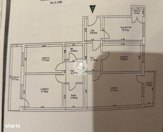 Apartament cu 4 camere decomandat în Gară