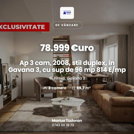 Apartament cu 3 camere decomandat în Găvana 3