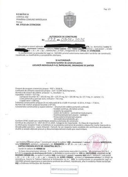 Teren de 106 mp, în Miroslava