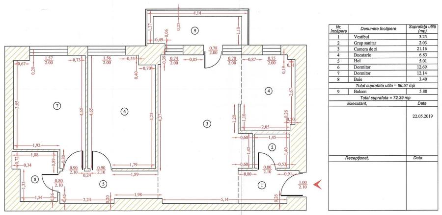 Apartament cu 3 camere semidecomandat în Vest