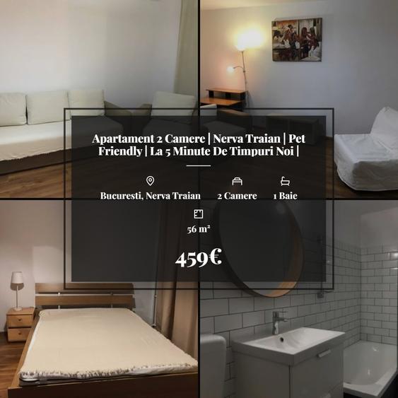 Apartament cu 2 camere decomandat, mobilat în Nerva Traian