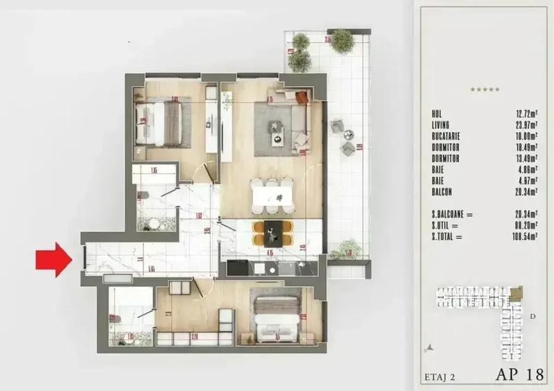 Apartament cu 3 camere decomandat în Titan