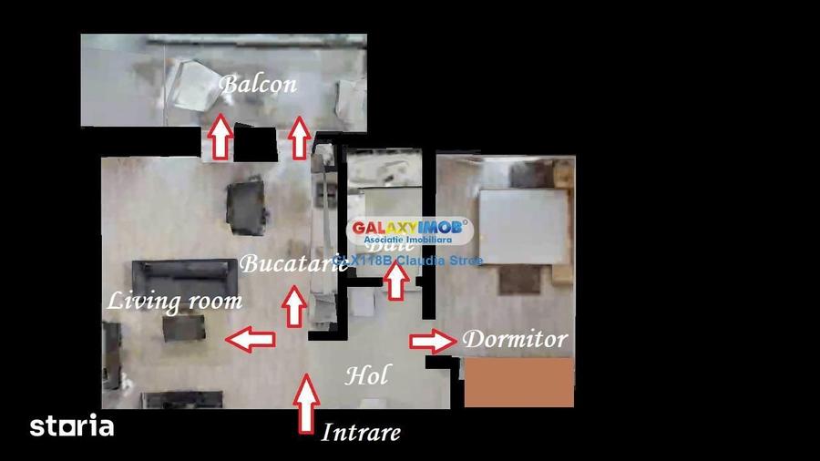 Apartament cu 2 camere semidecomandat, mobilat în Pieptănari