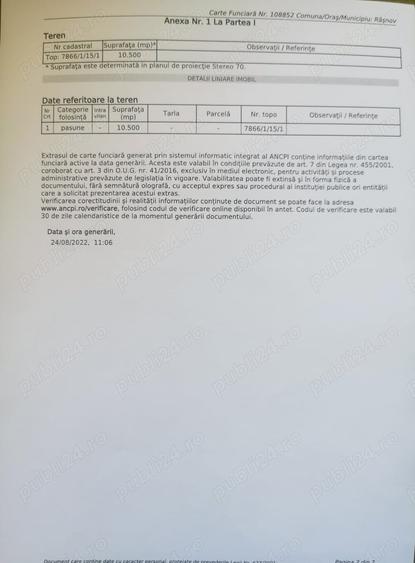 Teren de 25500 mp, în Cheile Râșnoavei