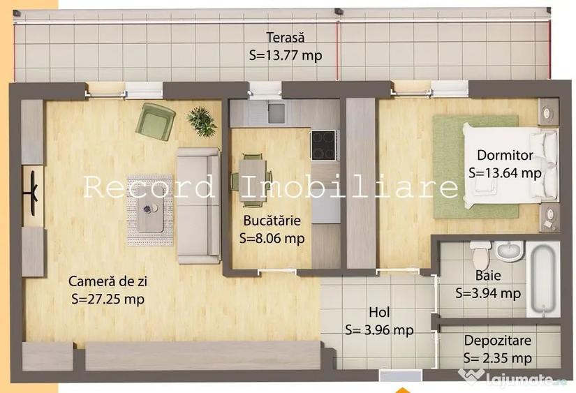 Apartament cu 2 camere decomandat în Florești