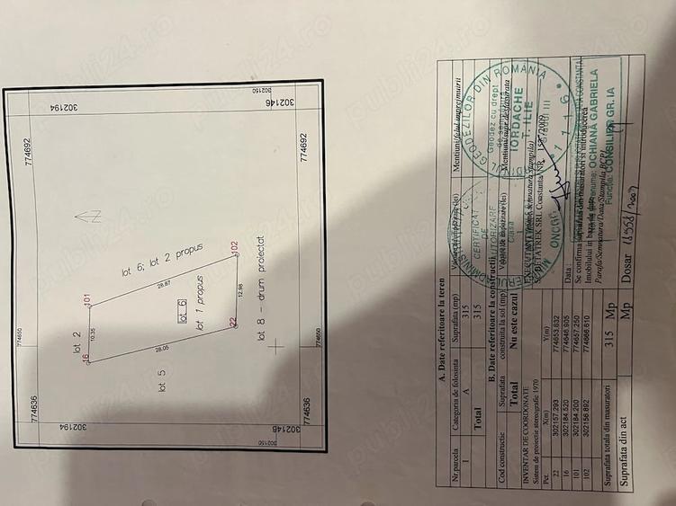 Teren de 315 mp, în Valu lui Traian