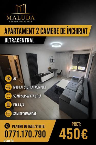 Apartament cu 2 camere semidecomandat în Central