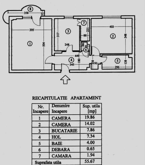 Apartament cu 2 camere decomandat în Central
