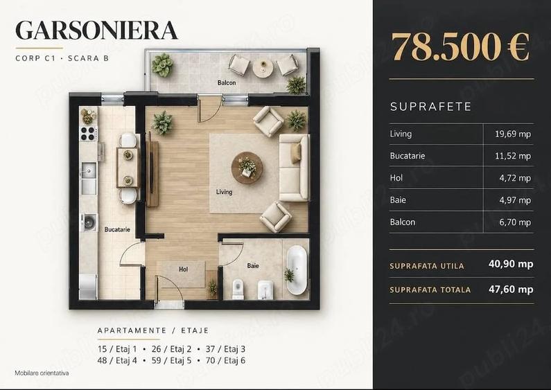 Apartament decomandat în Central