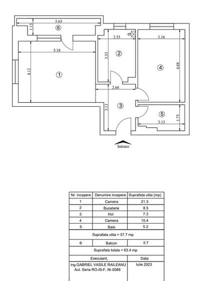 Apartament cu 2 camere decomandat în Canta