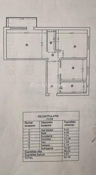 Etaj 1 ap 2 camere 54mp mobilat zona Nicolina