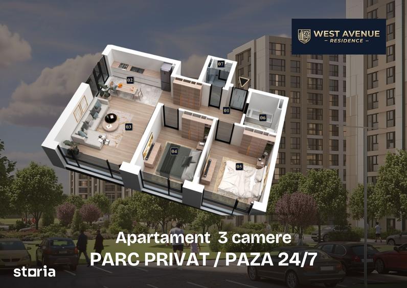 Apartament cu 3 camere decomandat în Militari