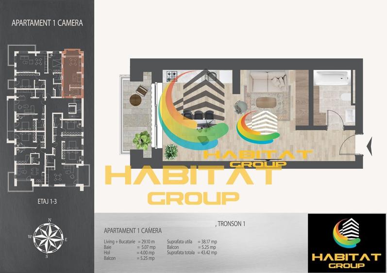 Pallady  Garsoniera decomandata 44 mp 8 min. metrou N.Teclu - 1